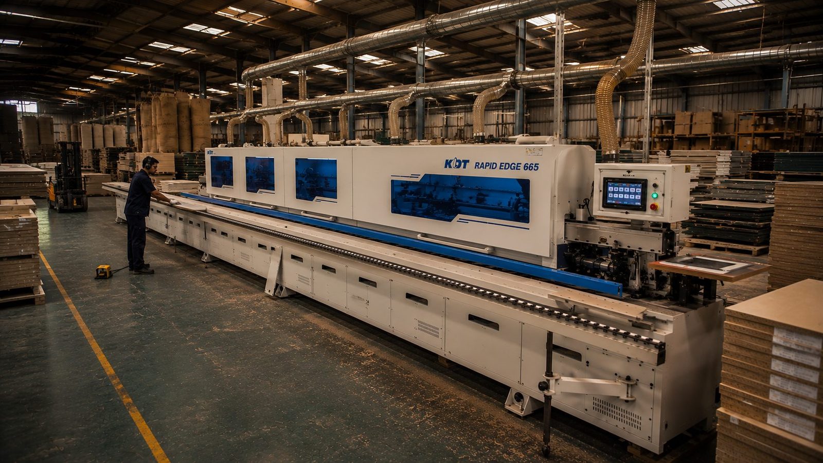 KDT Rapid Edge 665 through-feed edge bander at Nest Kitchens